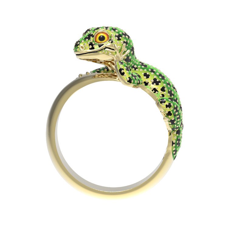 Кольцо из лимонного золота c эмаль и рубином