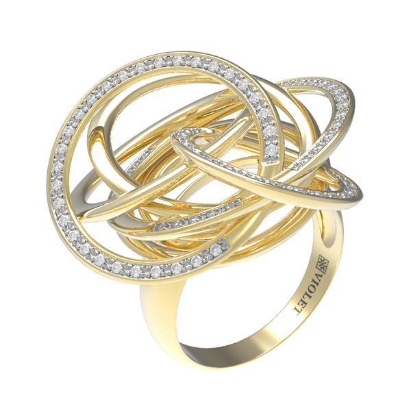 Кольцо из лимонного золота c бриллиантами