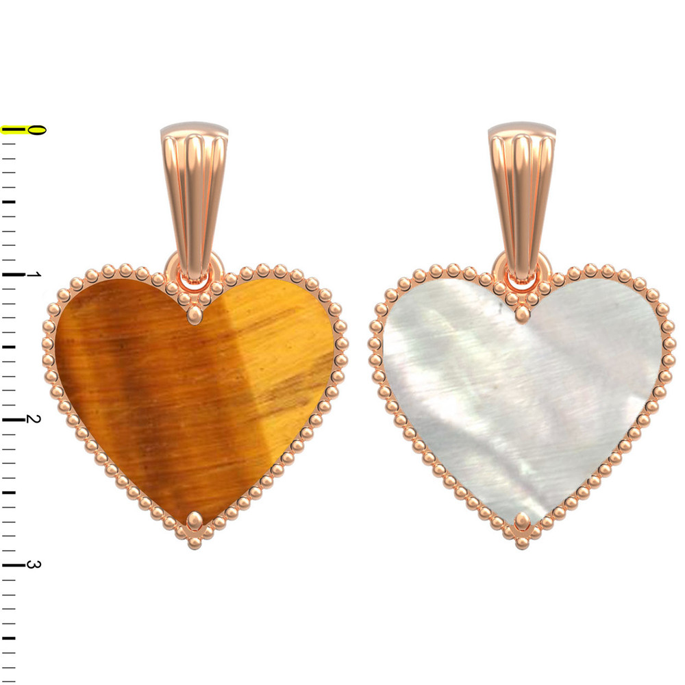 Подвеска из золота c тигровым глазом и перламутром