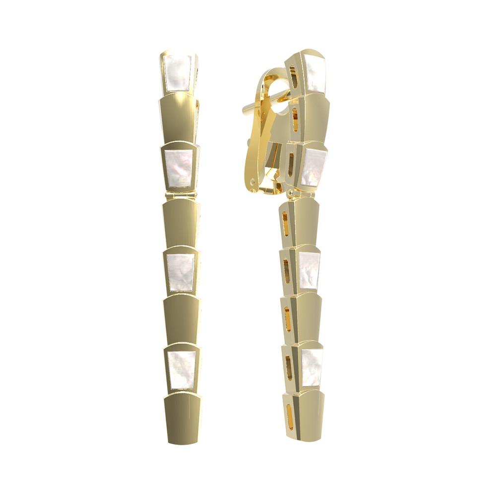 Серьги из лимонного золота c перламутром