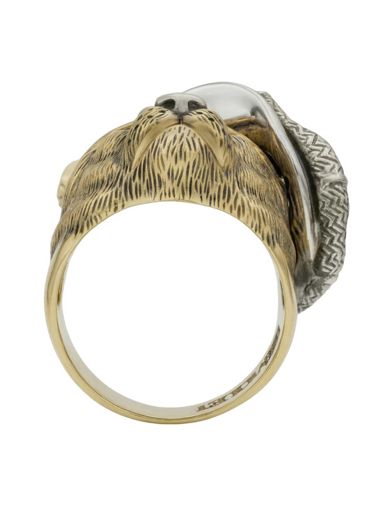 Кольцо из лимонного золота c эмаль