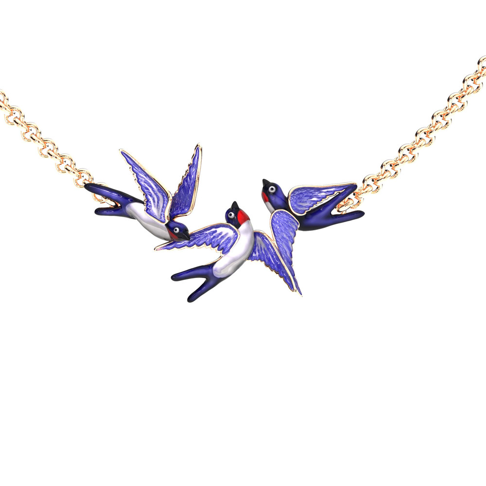 Колье из золота c эмалью