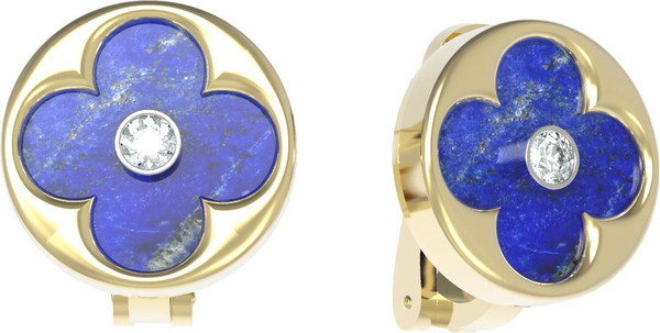 Серьги из лимонного золота c бриллиантами и лазуритом