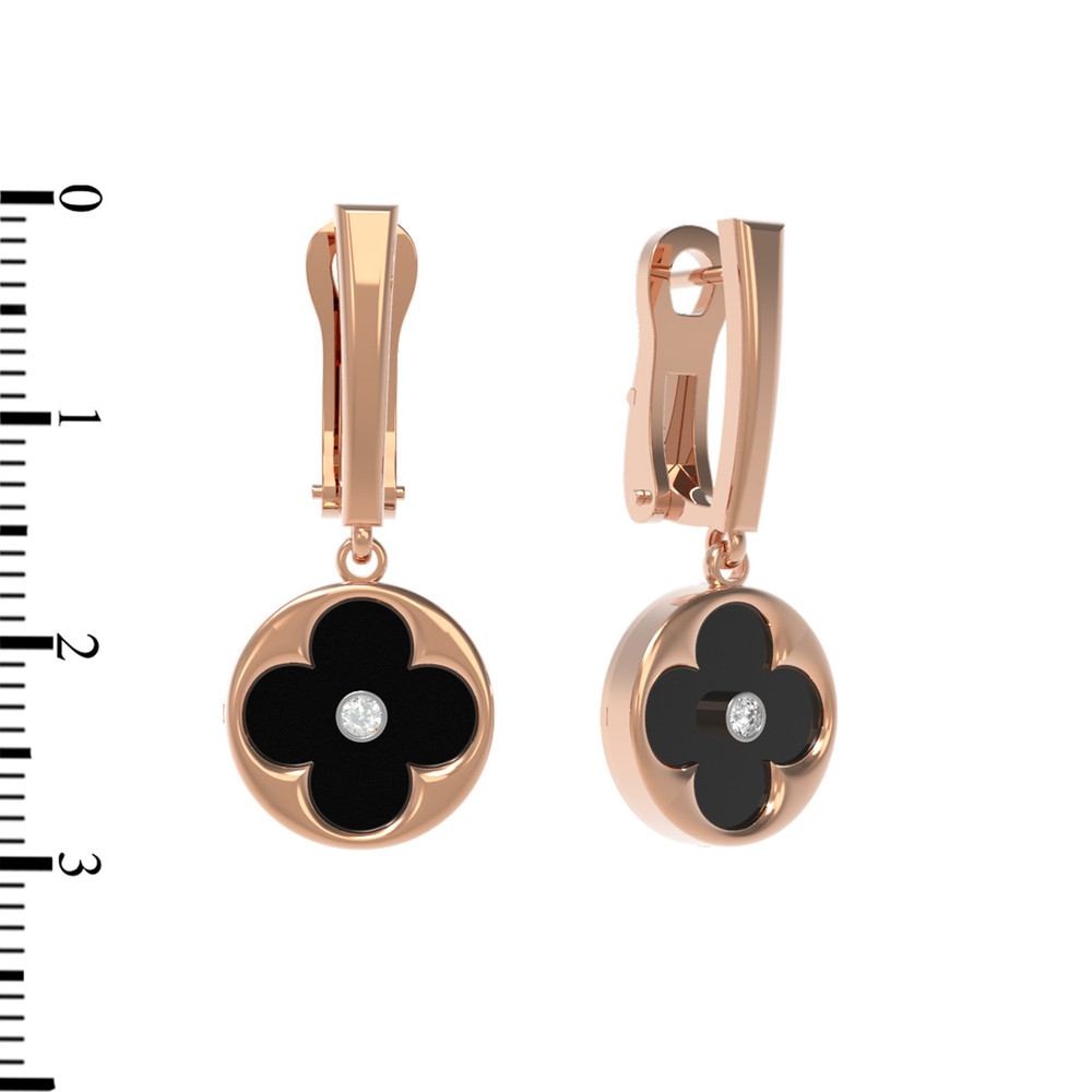 Серьги из золота c бриллиантами и ониксом