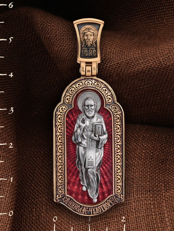 Образок из золота c эмаль