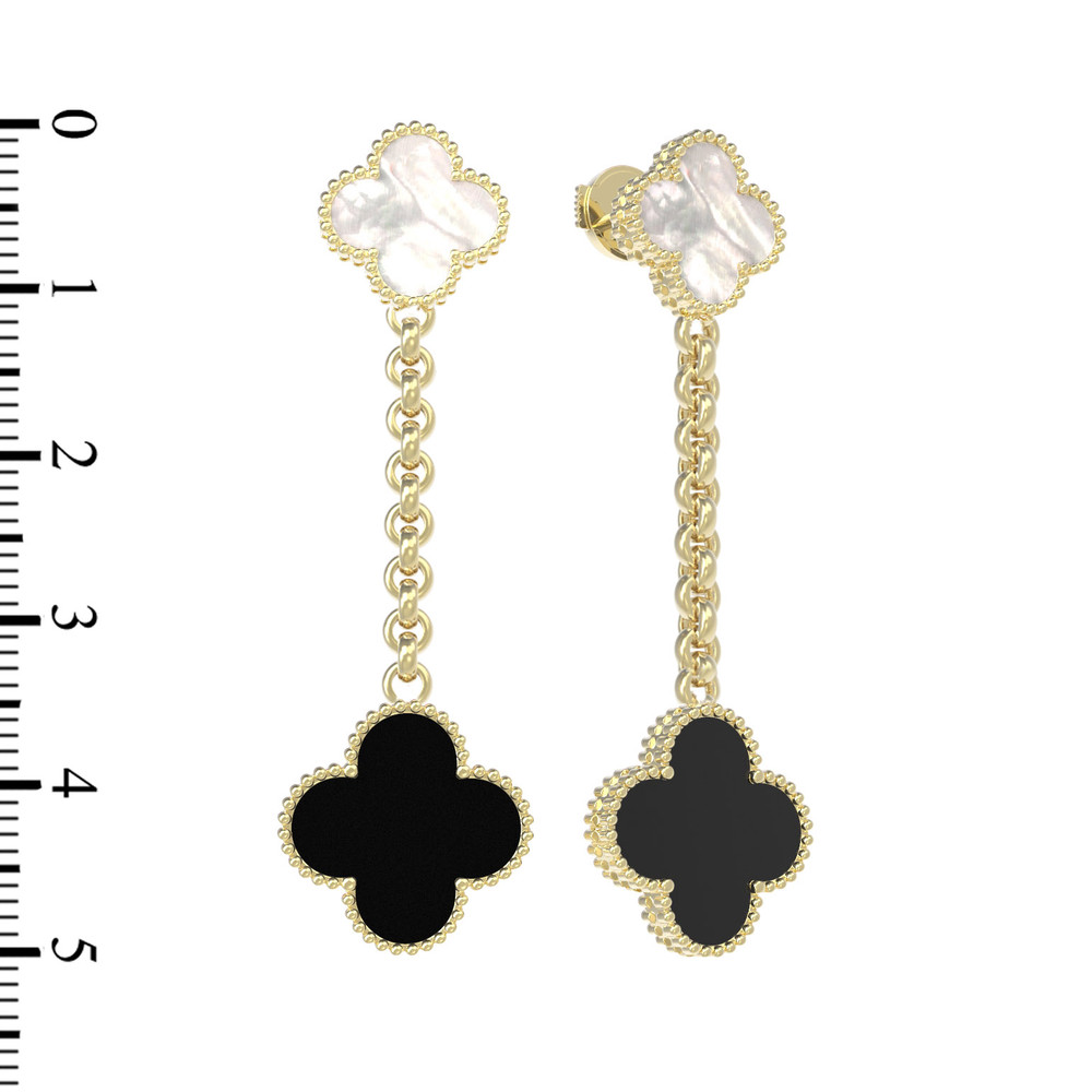 Серьги из лимонного золота c ониксом и перламутром