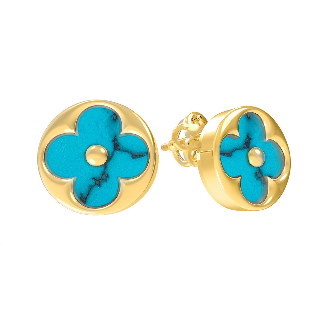 Серьги из лимонного золота c бирюзой
