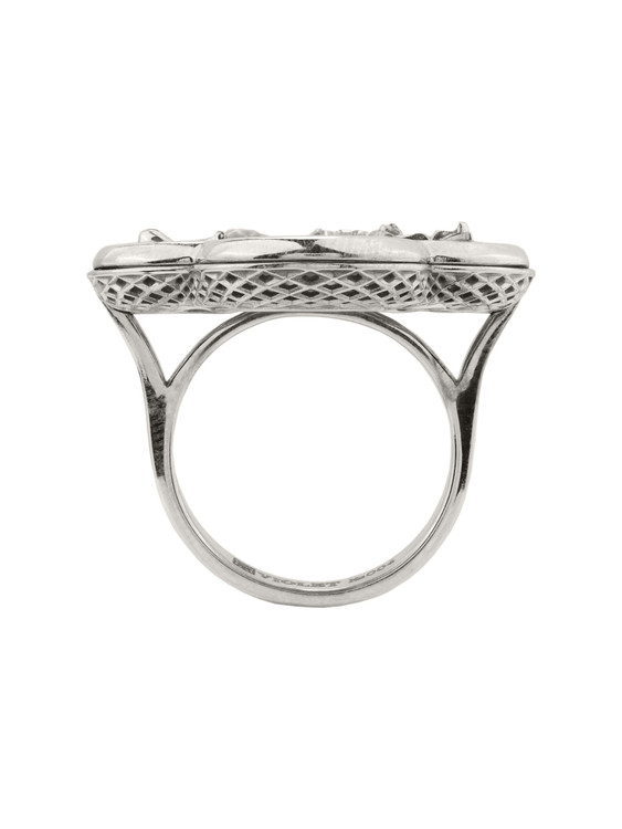 Кольцо из белого золота c эмалью и перламутром