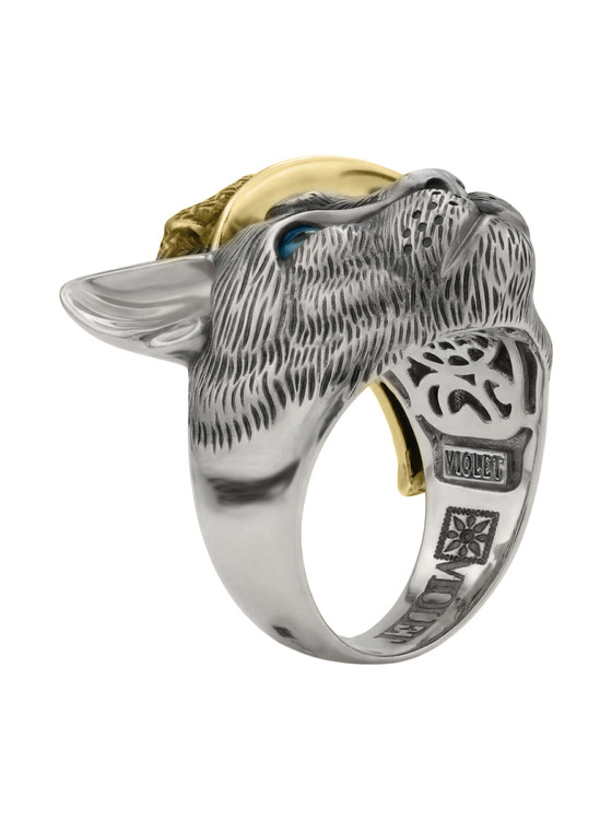 Кольцо из белого золота c эмалью