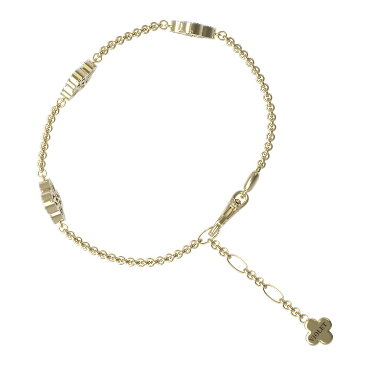 Браслет из лимонного золота c бриллиантами, малахитом и перламутром