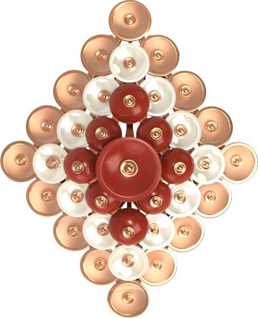 Подвеска из золота c агатом и перламутром