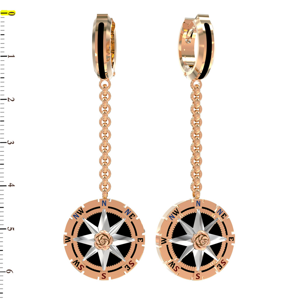 Серьги из золота c эмаль и ониксом