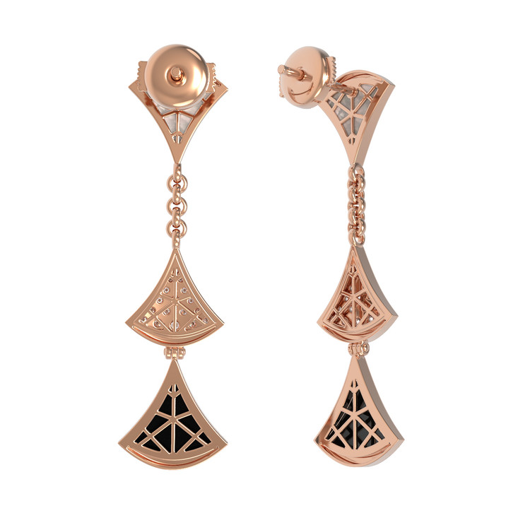 Серьги из золота c бриллиантами, ониксом и перламутром