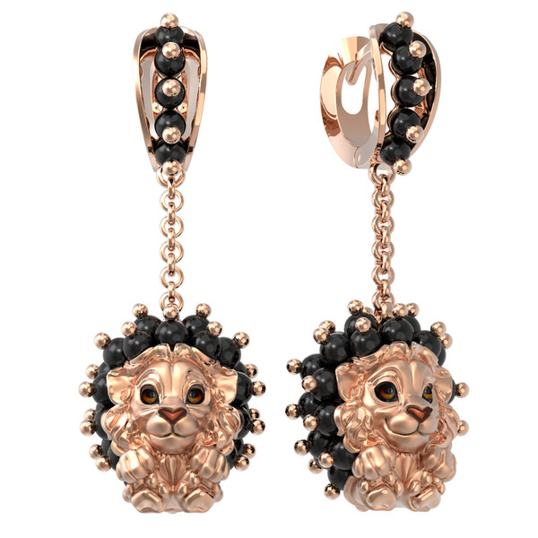 Серьги из золота c эмалью и ониксом