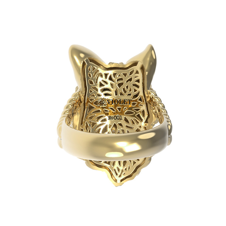 Кольцо из лимонного золота c эмаль