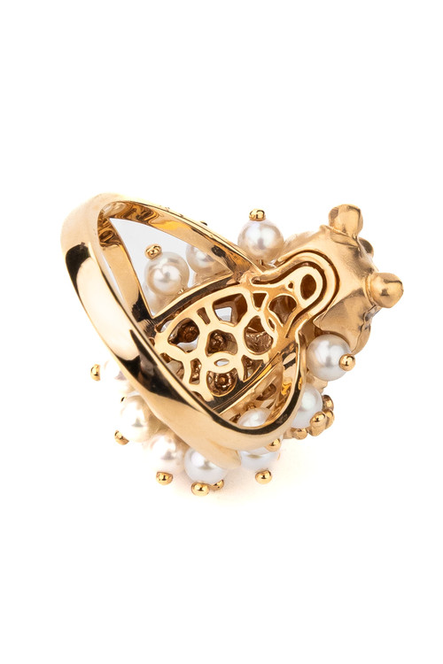 Кольцо из золота c эмаль и жемчугом