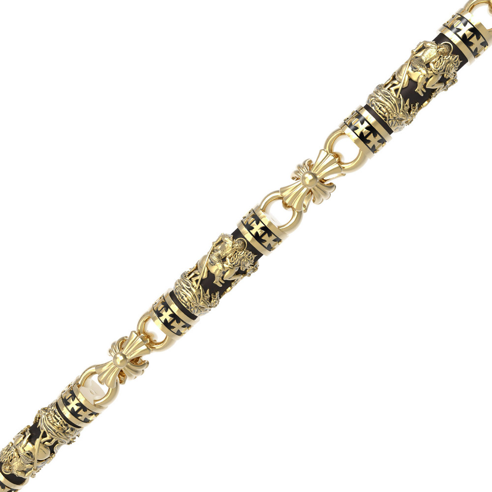 Цепь из лимонного золота c эбеновым деревом