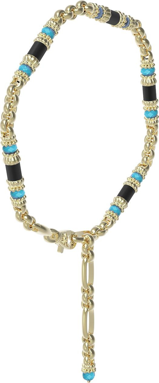 Браслет из лимонного золота c бирюзой и ониксом