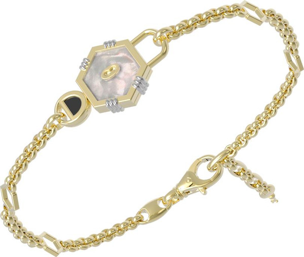 Браслет из лимонного золота c ониксом и перламутром