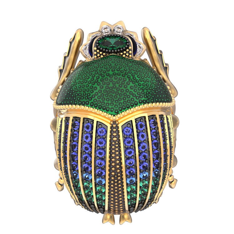 Кольцо из лимонного золота c эмаль , фианитом и турмалином