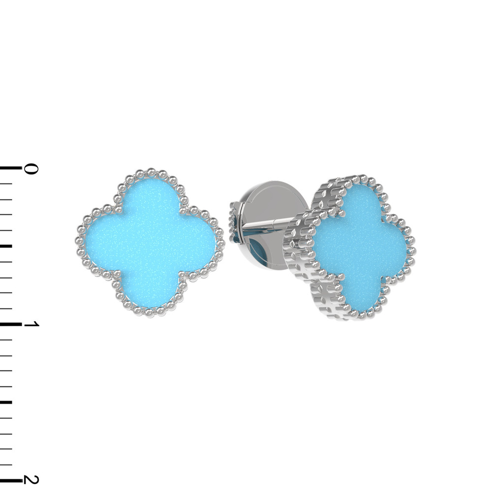 Серьги из белого золота c бирюзой