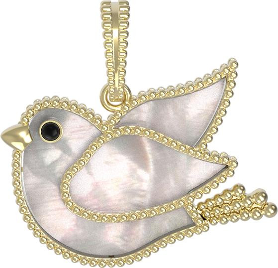 Подвеска из лимонного золота c эмаль и перламутром