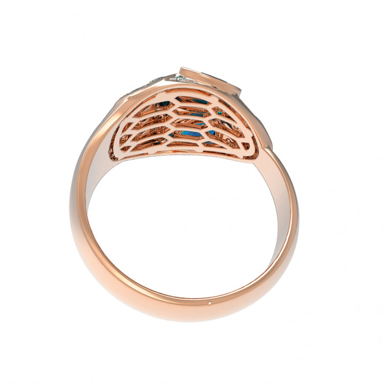 Кольцо из золота c бриллиантами, сапфиром и малахитом