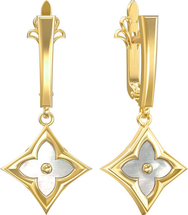 Серьги из лимонного золота c перламутром