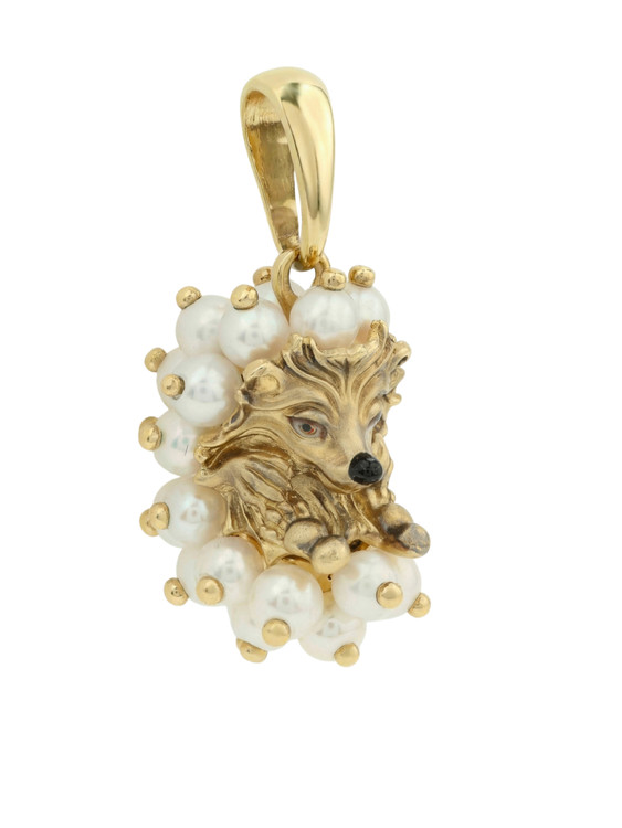 Подвеска из лимонного золота c эмаль и жемчугом