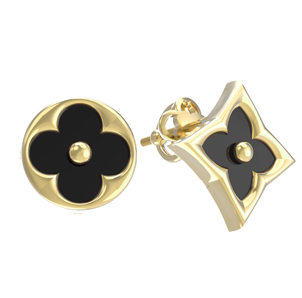 Серьги из лимонного золота c ониксом