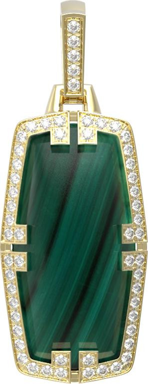 Подвеска из лимонного золота c бриллиантами, рубином и малахитом