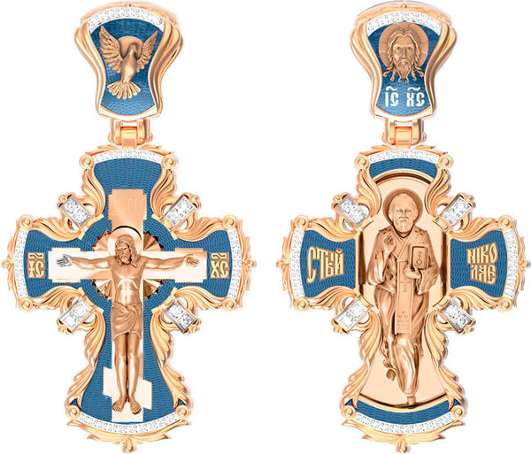 Крест из золота c эмалью и бриллиантами