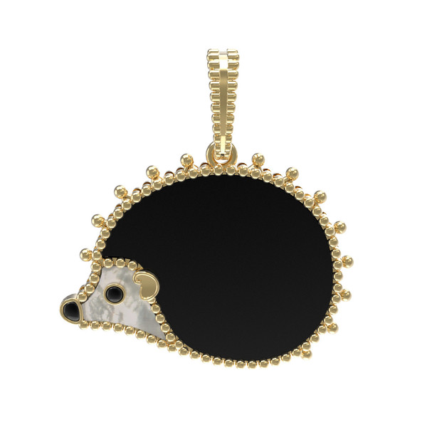 Подвеска из лимонного золота c эмаль , ониксом и перламутром