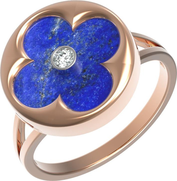 Кольцо из золота c бриллиантами и лазуритом