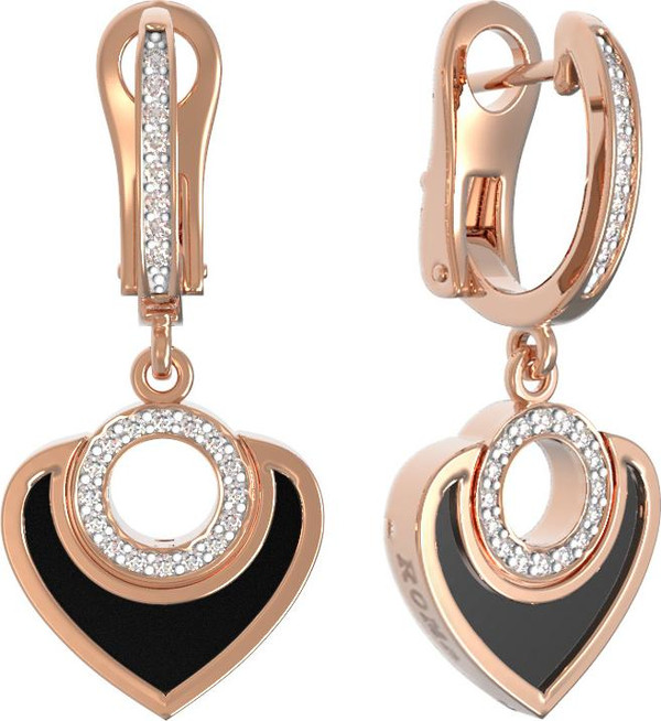 Серьги из золота c бриллиантами и ониксом