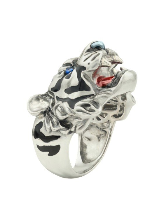 Кольцо из белого золота c эмалью