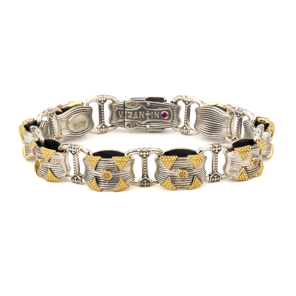 Браслет из серебра и золота c рубином