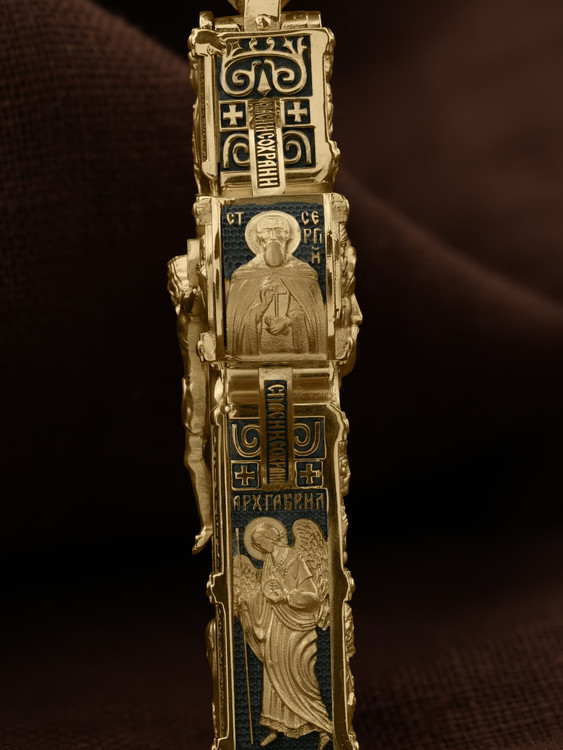 Крест из лимонного золота c эбеновым деревом