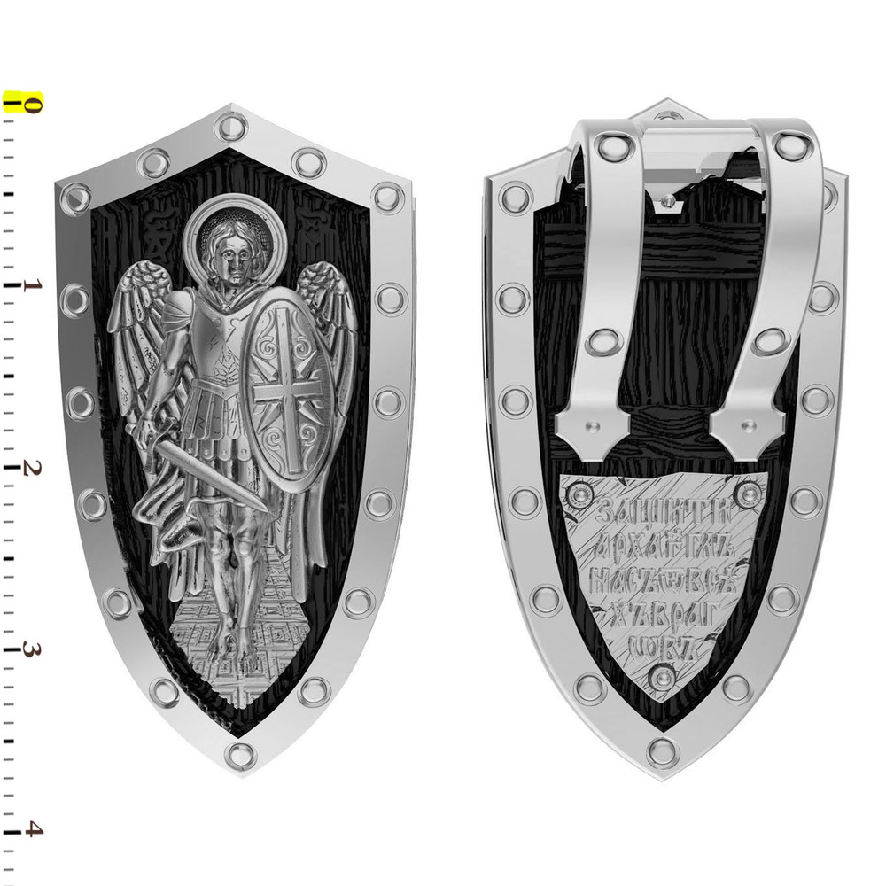 Образок из белого золота c эбеновым деревом
