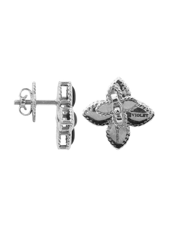 Серьги из белого золота c бриллиантами и ониксом