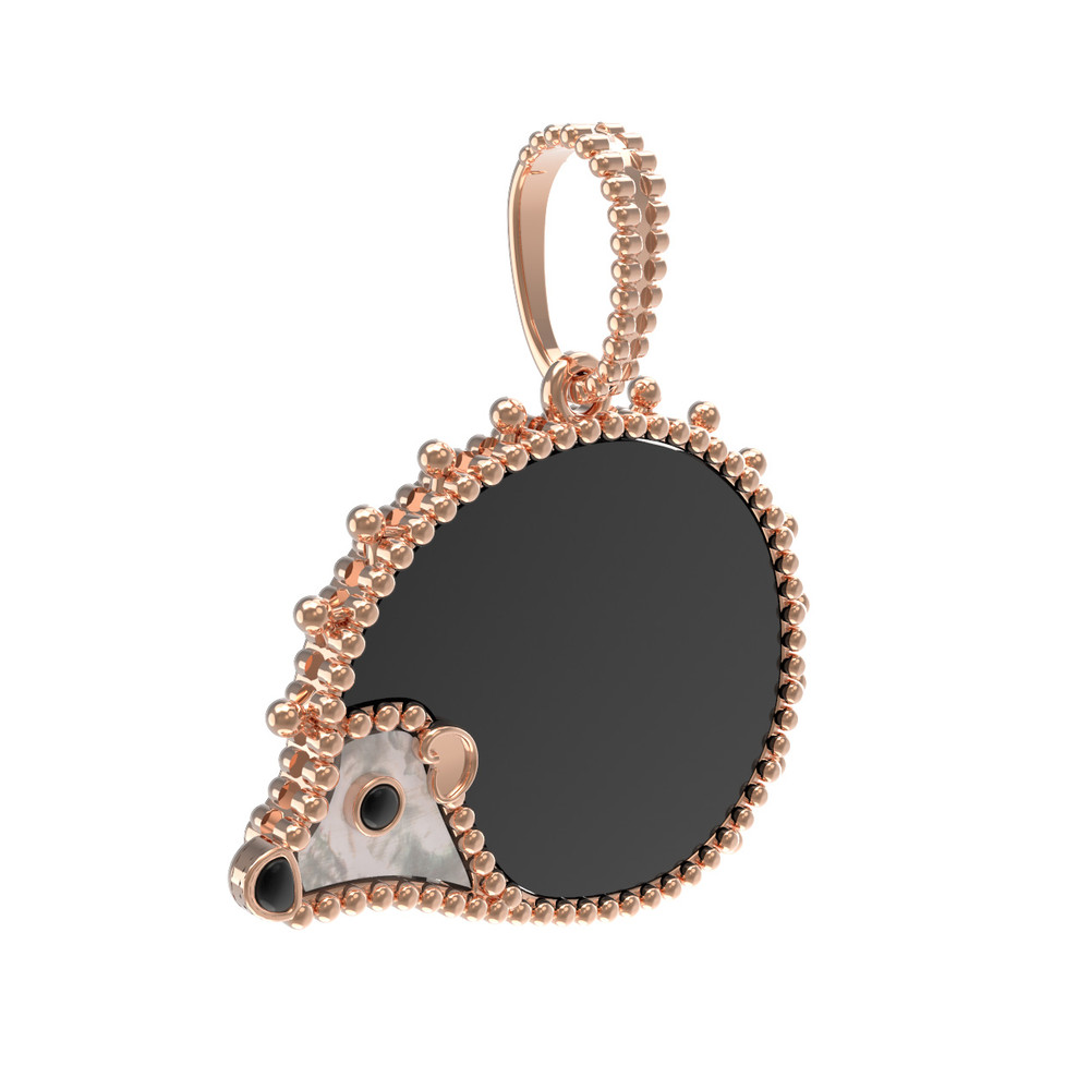 Подвеска из золота c эмаль , ониксом и перламутром