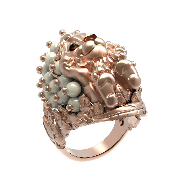 Кольцо из золота c эмалью и жемчугом