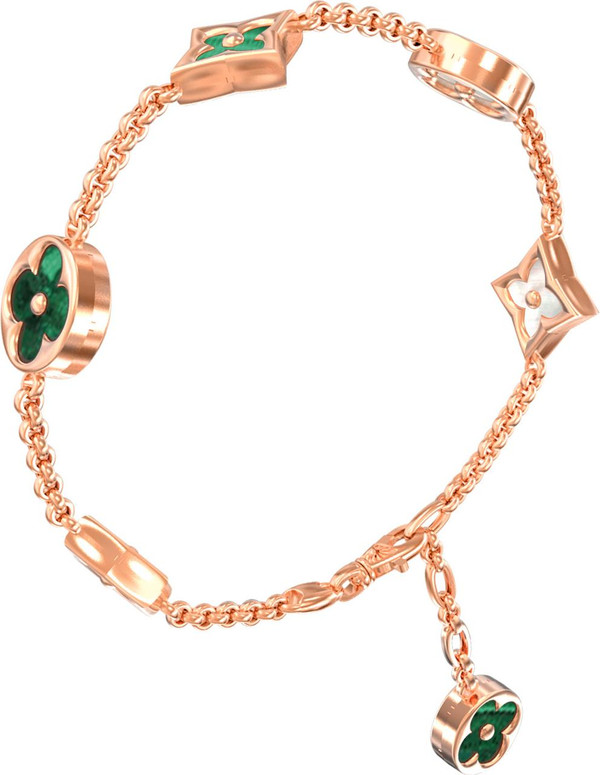 Браслет из золота c малахитом и перламутром