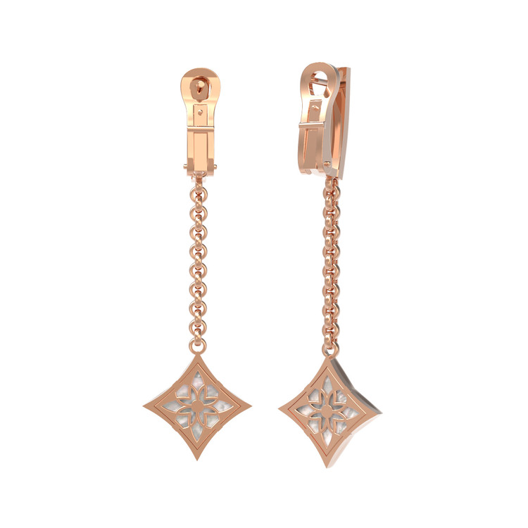 Серьги из золота c бриллиантами и перламутром