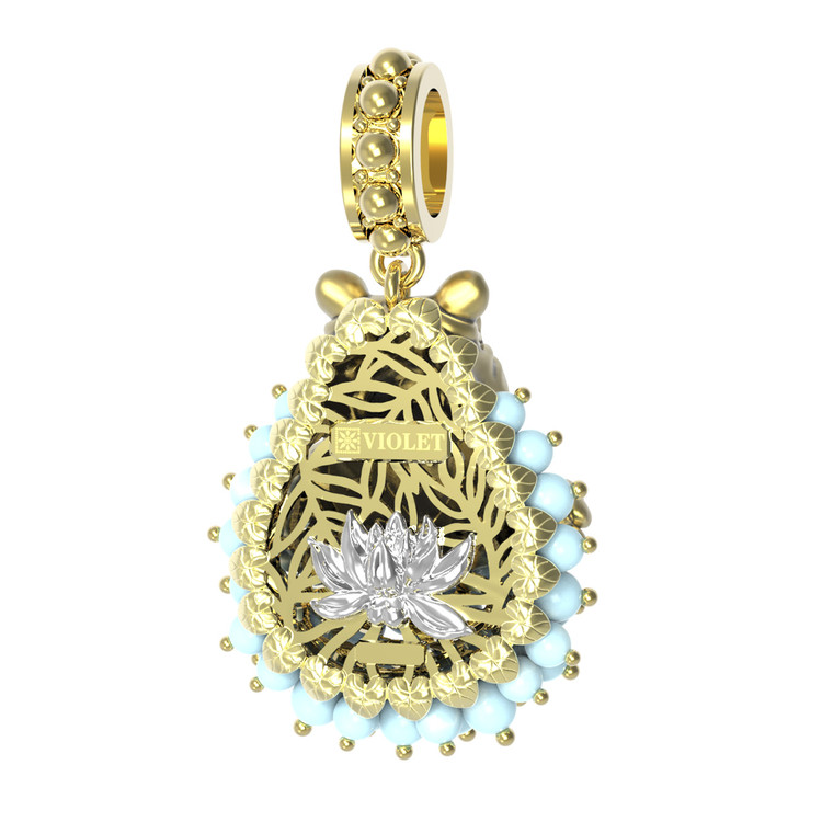 Подвеска из лимонного золота c эмаль и бирюзой