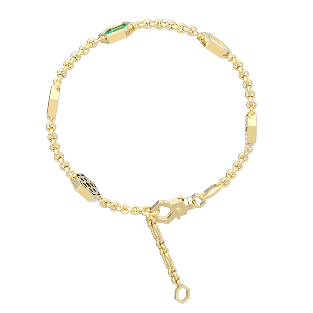Браслет из лимонного золота c малахитом и перламутром