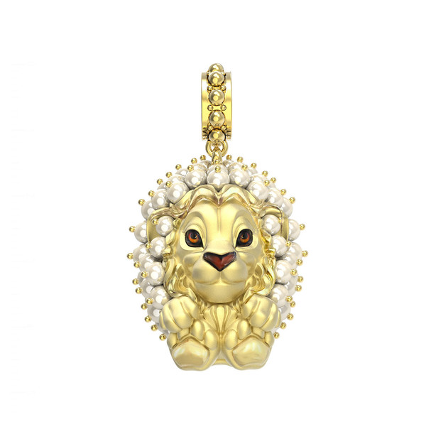 Подвеска из лимонного золота c эмаль и жемчугом