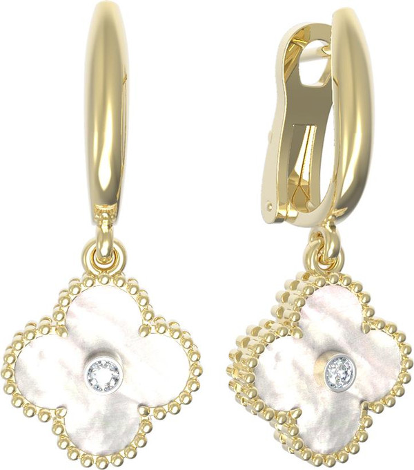 Серьги из лимонного золота c бриллиантами и перламутром