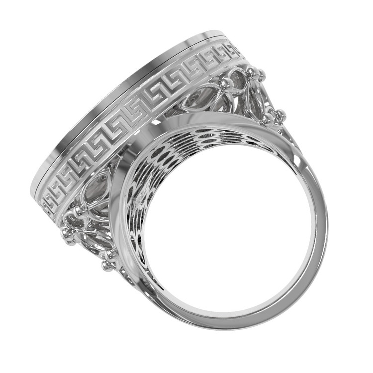 Кольцо из белого золота c эмалью и перламутром