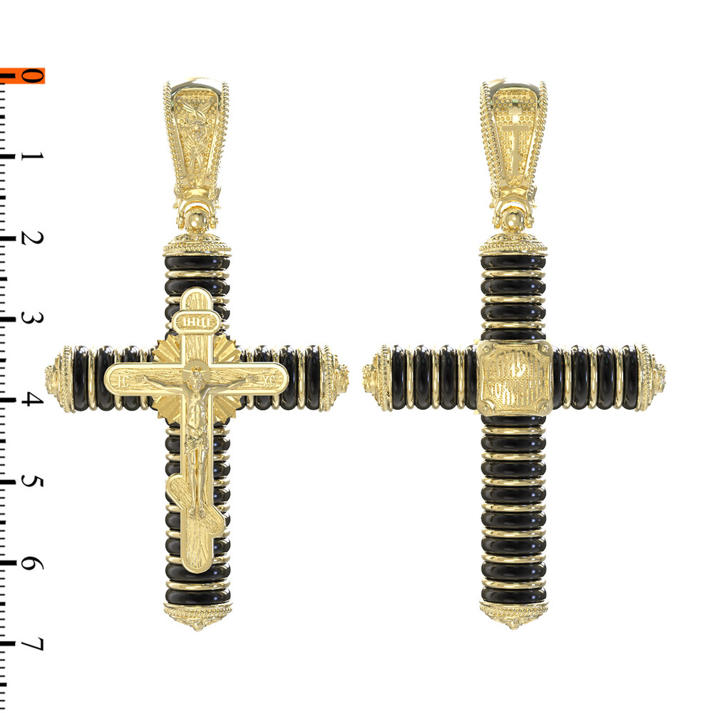 Крест из лимонного золота c ониксом